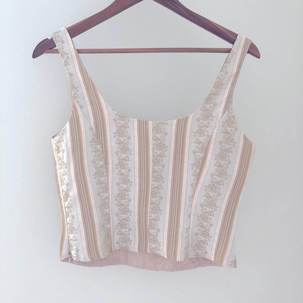 Vintage Silk Bustier Cropped Top